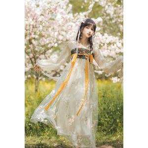 Blooming Fields 陌上花开 Tang Dynasty Hanfu Qixiong Dress