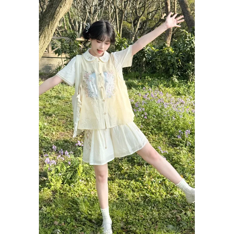 Ru Chi Tang 入池塘 - Han Chinese Element Hanfu Set