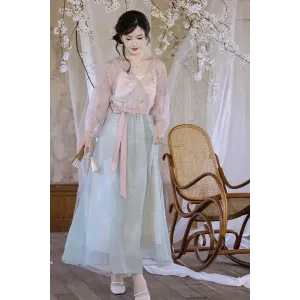 Peony Beauty 芍药美人 - Han Element Hanfu Dress & Waist Sash Set