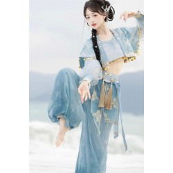 Cloud Wanderer 云上旅者 - Exotic Hanfu Top & Outerwear & Trousers Set