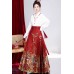 Hong Shu 红姝玉影 - Ming Style Wedding Hanfu Coat & Top & Mamian Skirt Set