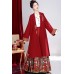 Hong Shu 红姝玉影 - Ming Style Wedding Hanfu Coat & Top & Mamian Skirt Set