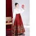 Hong Shu 红姝玉影 - Ming Style Wedding Hanfu Coat & Top & Mamian Skirt Set