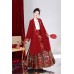 Hong Shu 红姝玉影 - Ming Style Wedding Hanfu Coat & Top & Mamian Skirt Set