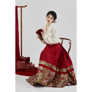Jubilation 缔约 - New Chinese Style Wedding Hanfu Top & Mamian Skirt Set