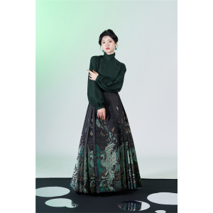 Green Phoenix 青羽 - New Chinese Style Top & Mamian Skirt Set