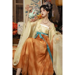 Golden Peony 凤戏牡丹 - Tang Dynasty Hanfu Hezi Skirt