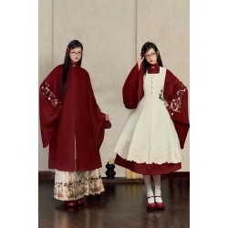 Velvet Soirée 丝绒晚宴 - Han Chinese Element Stand Collar New Year MaMian Skirt Outset