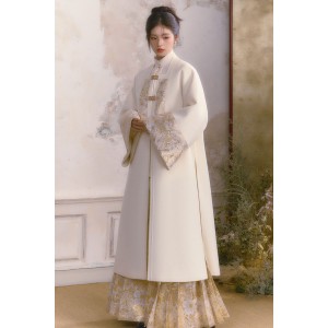 Heyi Suisui 合意岁岁 - New Chinese Style Pure Wool Coat & Mamian Skirt Set
