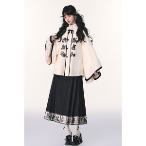 Sleepless Bear 失眠小熊 - Han Chinese Element Preppy Style Coat & Top & Mamian Skirt Set