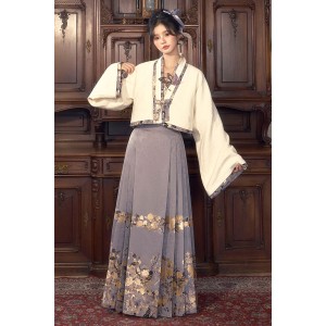 White Gardenia 栀白 - New Chinese Style Top & Mamian Skirt Set