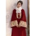 Eternal Fireworks 烟火年年 - New Chinese Style Wedding Hanfu Fur Collar & Coat & Mamian Skirt Set