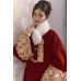 Eternal Fireworks 烟火年年 - New Chinese Style Wedding Hanfu Fur Collar & Coat & Mamian Skirt Set
