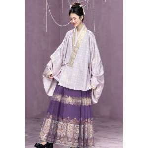 Purple Feast 紫宴 - Ming Dynasty Top & Ma Mian Skirt Hanfu Outfit