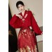 Phoenix Soaring 凤凰于飞 - New Chinese Style Cross Collar Wedding Hanfu Mamian Skirt Set