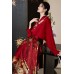Phoenix Soaring 凤凰于飞 - New Chinese Style Cross Collar Wedding Hanfu Mamian Skirt Set