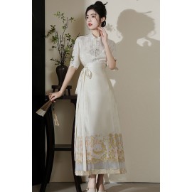 Apricot Bunny 杏色兔子 - New Chinese Style Top & Mamian Skirt Set