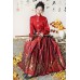 Red Bird Flower 红花鸟 - New Chinese Style Wedding Hanfu Top & Mamian Skirt Set