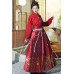Red Bird Flower 红花鸟 - New Chinese Style Wedding Hanfu Top & Mamian Skirt Set