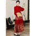Golden Grapes 金葡萄 - New Chinese Style Wedding Hanfu Knitted Cardigan & Top & Mamian Skirt Set