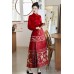 Golden Grapes 金葡萄 - New Chinese Style Wedding Hanfu Knitted Cardigan & Top & Mamian Skirt Set