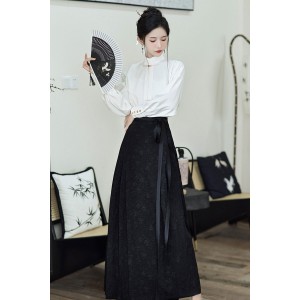 Piano Keys 钢琴键 - New Chinese Style Top & Mamian Skirt Set