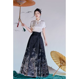 Divine Luan Bird 仙鸾 - New Chinese Style Stand Collar Mamian Skirt Set