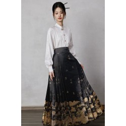 Gilded Landscape 描金山水 - New Chinese Style Long Version Top & Mamian Skirt Set