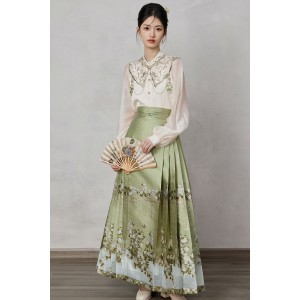 Pear Flowers Ode 梨花颂 - New Chinese Style Top & &Yunjian & Mamian Skirt Set