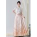 Gilded Pinkrose 鎏金玫瑰 - New Chinese Style Top & Mamian Skirt Set