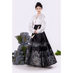 Mountain Dwelling 山居 - New Chinese Style Top & Mamian Skirt Set
