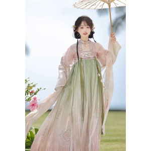 Peach & Willow 桃红柳绿 - Tang Dynasty Hanfu Qixiong Hezi Skirt