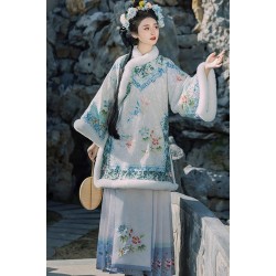 Floral Gege 花格格 - Qing Dynasty Top & Ma Mian Skirt Set
