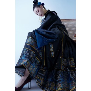 Kingfisher Feather 点翠 - New Chinese Style Top & Yunjia & Mamian Skirt Set