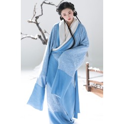 Aqua Blue 水蓝 - Han Dynasty Curved Hem Robe Hanfu