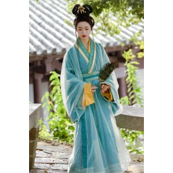 Blue Sparrow 雀蓝 - Han Dynasty Straight Hem Robe Hanfu