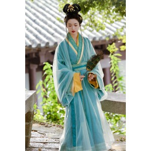 Blue Sparrow 雀蓝 - Han Dynasty Straight Hem Robe Hanfu