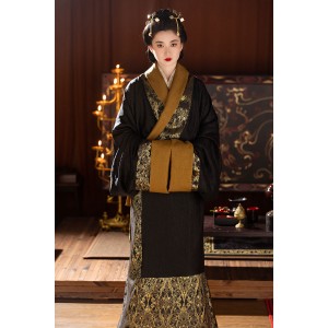 Black Gold 黑金 - Han Dynasty Straight Hem Robe Hanfu