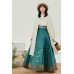 Azure Ripple 云端青波 - New Chinese Style Straight Collar Mamian Skirt Set