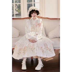 Bunny Cream Puff 兔兔奶芙 - Chinese-Western Style Skirt & Shirt & Bow Hairpin & Mamian Skirt Set