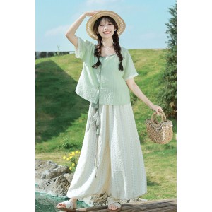 Green Mugwort 垂青 - Han Chinese Element Daily Casual Summer Hanfu