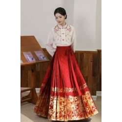 Frolicking Pixiu 嬉嬉貔貅 - New Chinese Style Wedding Hanfu Top & Mamian Skirt Set