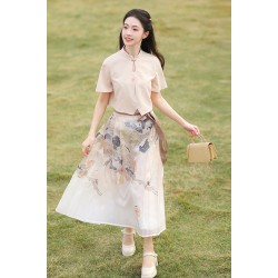 Song Ci 宋词宣 - New Chinese Style Petite-sized Top & Mamian Skirt Set