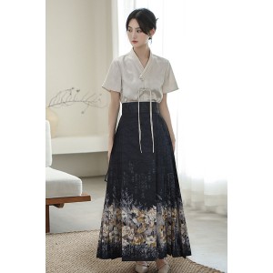 Blossom Ode 繁花赋 - New Chinese Style Top & Mamian Skirt Set