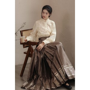 Floral Nook 花事一隅 - New Chinese Style Shirt & Mamian Skirt Set