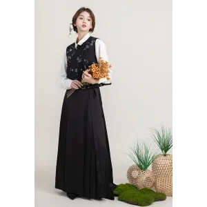 Feng He 风禾 - New Chinese Style Turnover Collar Mamian Skirt Set