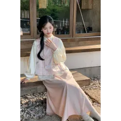 Jinyu Hualuo 锦玉花罗 - New Chinese Style Shirt & Skirt & Majia Set (Preorder)