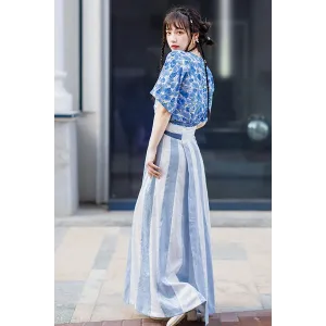 Blue Star Grass 蓝星草 - Han Element Hanfu Set