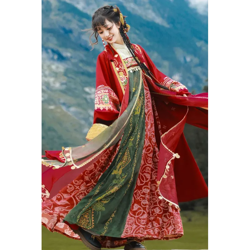 Loulan Snow Flame 楼兰雪焰 - Tibetan Style Exotic Hanfu Set Loulan Snow Flame 楼兰雪焰 - Tibetan Style Exotic Hanfu Set