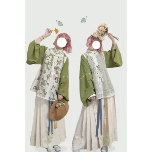 Green Lime 青柠 - Ming Dynasty Hanfu Lace Bijia Set